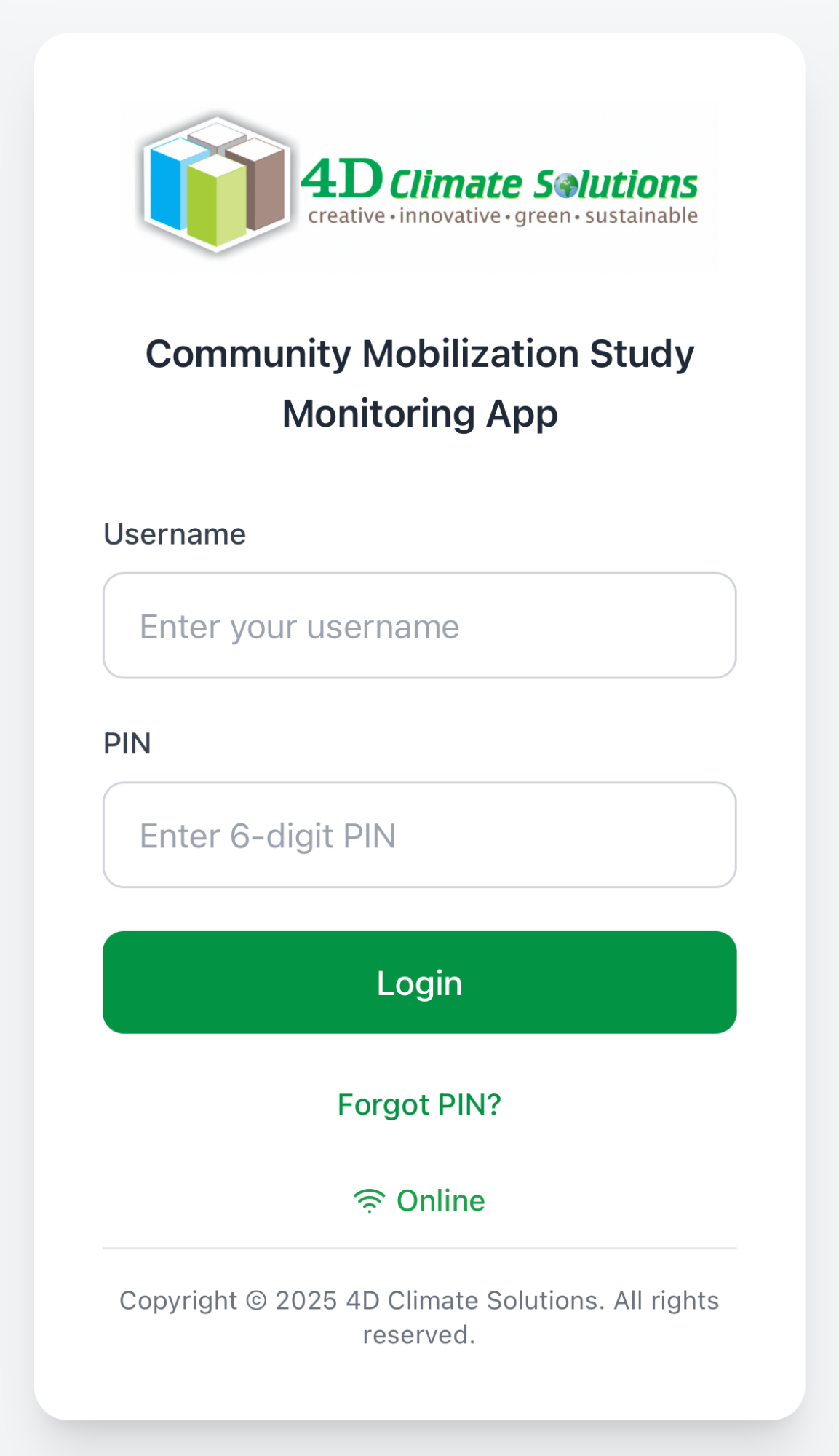 LLWDP II Login Screen